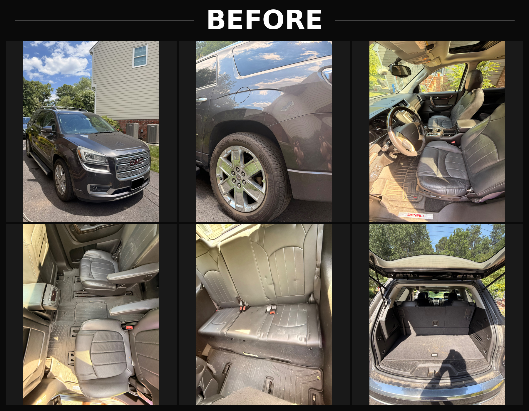 Before detail photos of GMC Acadia